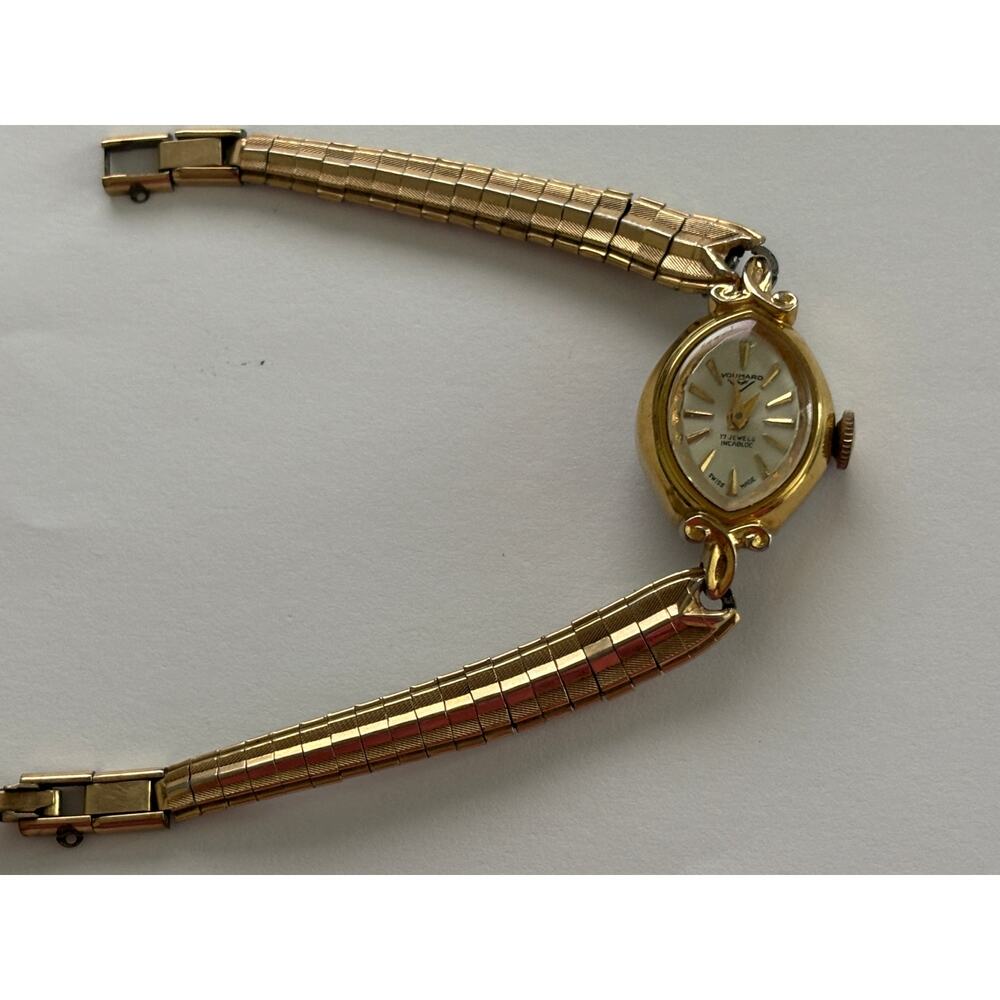 Vintage Voumard Incabloc Swiss Watch 10K Gold Filled Mechanical Stretch Bracelet - Picture 2 of 6